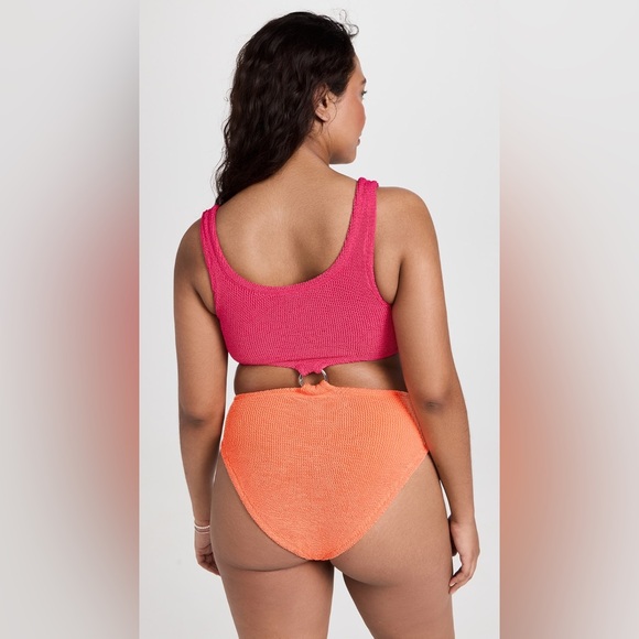 Hunza G pretty Woman Swim XO color block one piece bathing suit - Picture 3 of 9